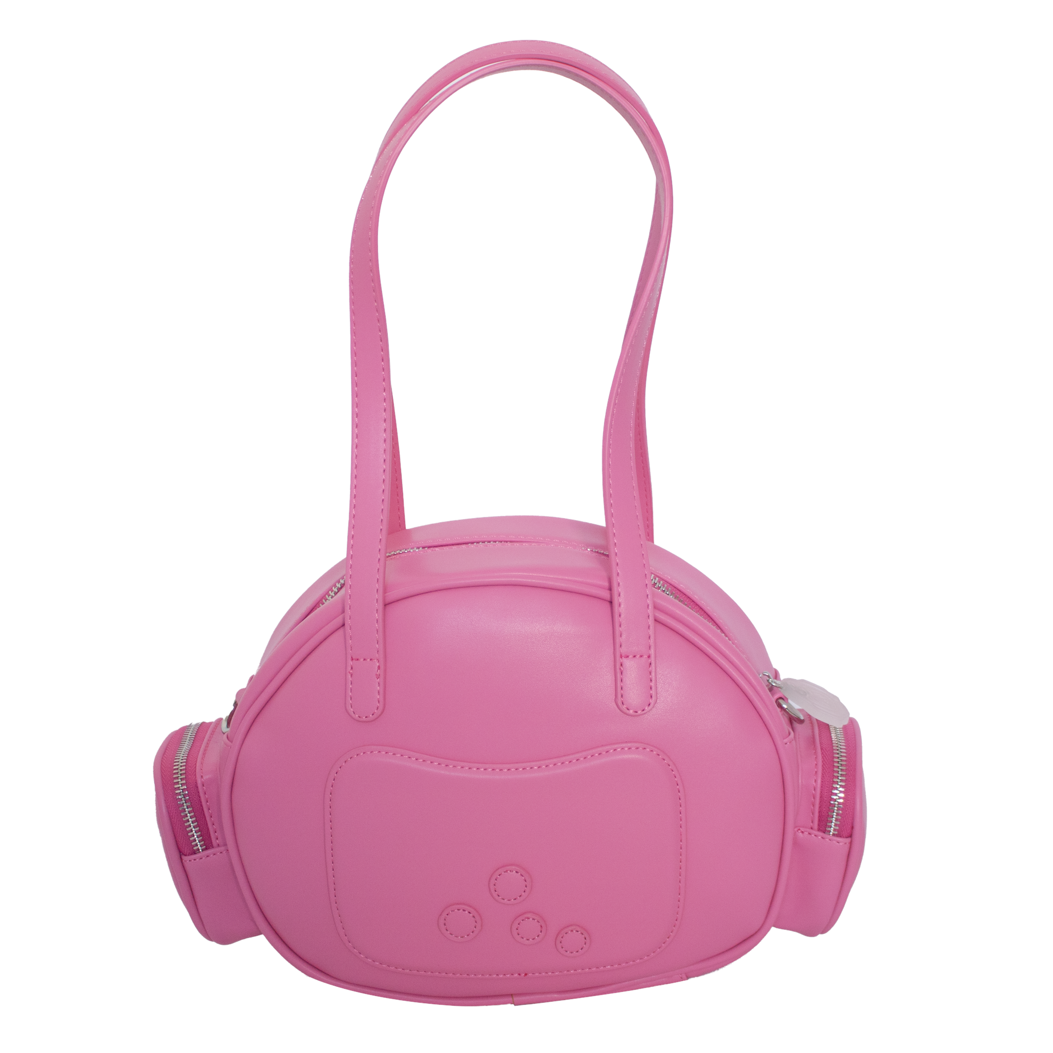 Pink handbag with a handle on a white background