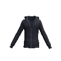 Black hoodie with a brand logo on a white background
