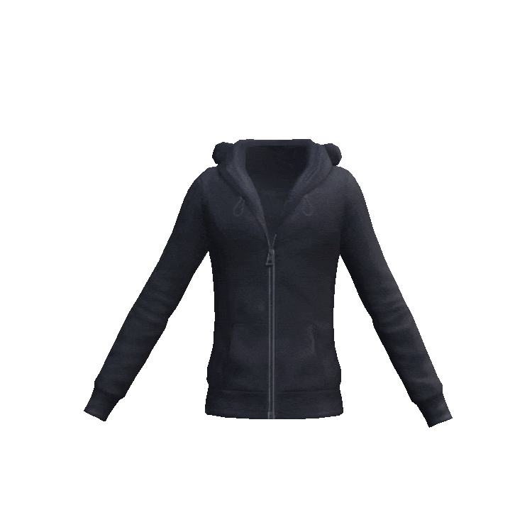 Black hoodie with a brand logo on a white background