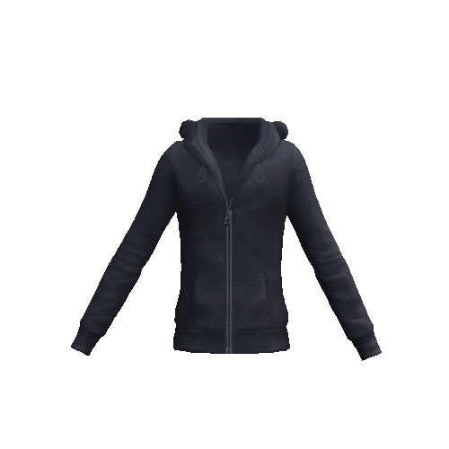 Black hoodie with a brand logo on a white background